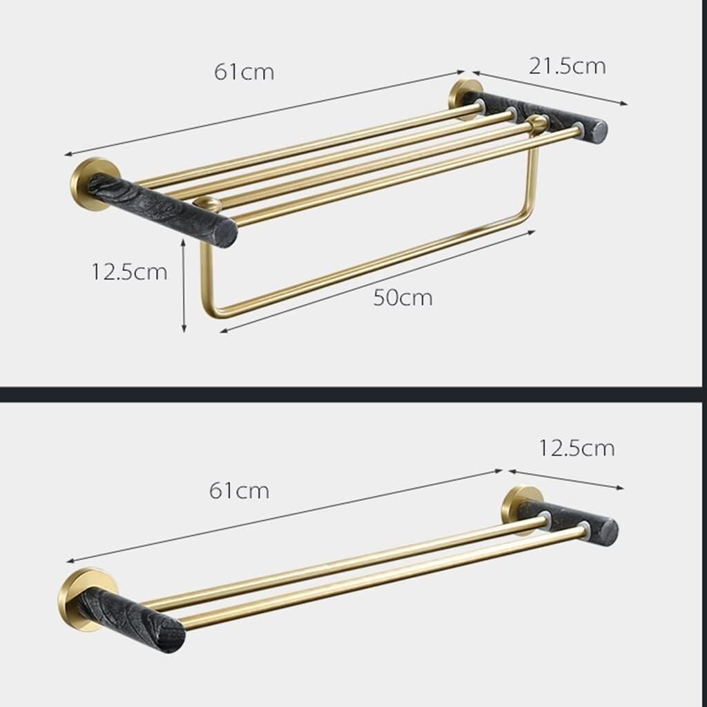 Towel Rail for Bathroom, Brushed Gold Towel Bar Wall Mounted Bathroom Accessory Towel Holder Rod Hand (Color : Double Rod Towel Rack)