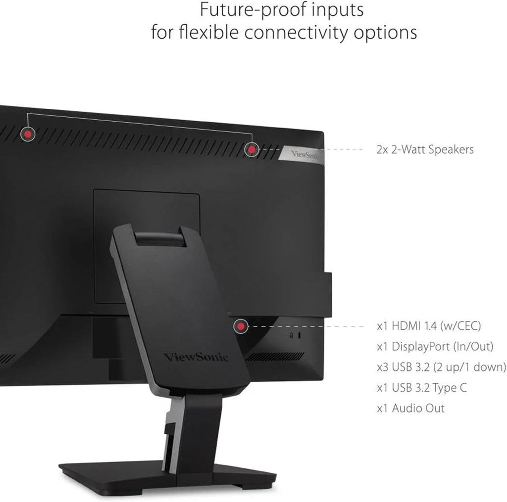 ViewSonic TD2455 24-inch 1080P FHD IPS Premium Monitor, 2-Pack Bundle with 10-Point Touch, Daisy Chain, HDMI, DisplayPort, USB-C, Speaker, Stylus Pen