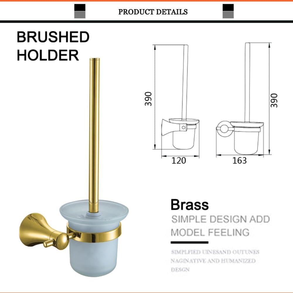 Bathroom Accessories Brass Gold Paper Holder Towel Ring Bar Glass Double Cup Dish Holder Restroom Fixtures,Brush Holder