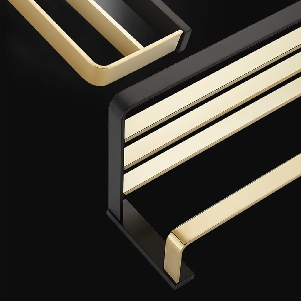 Towel Rack Black Gold Bathroom Hardware, All Copper Towel Bar Rail Rack, Towel, Tripod Stand, Bathroom Accessories Wall Mount Bathroom Hardware/Double Rod,Bath Towel Rack