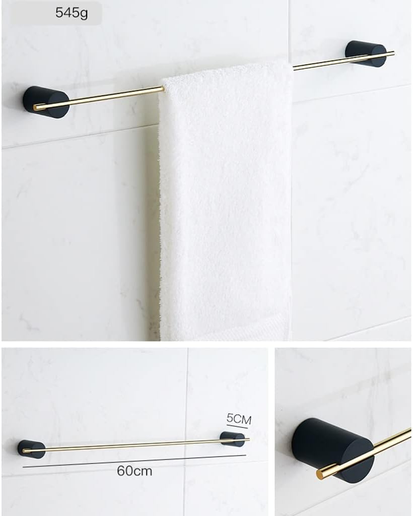 Black and Gold Bath Towel Rack, European Style Towel Rack Without Punching Hook, Bathroom Rack Towel Rail/Towel Bar (Color : Towel Single Rod)