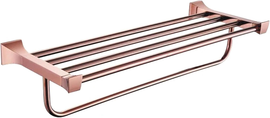 Square Paper Holder Robe Hook Towel Bar Ring Glass Rack Soap Holder Toilet Holder Tumbler Rose Gold Bathroom Accessories(Towel Rack)
