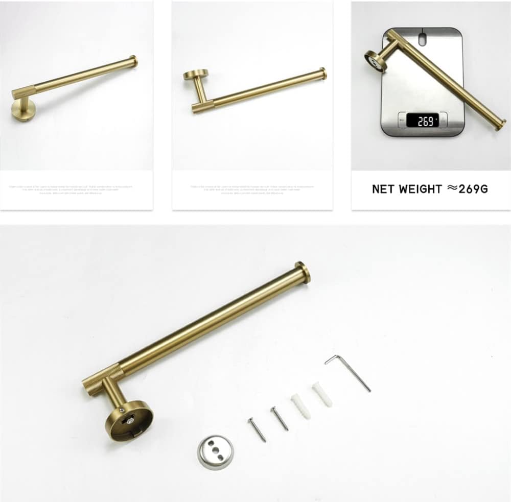 Gold Brushed Bathroom Accessories Hardware Set Towel Bar Rail Paper Holder Robe Hook Soap Dish Towel Hanger Shelf Toilet Brush,Single Towel Bar(Towel Hanger)
