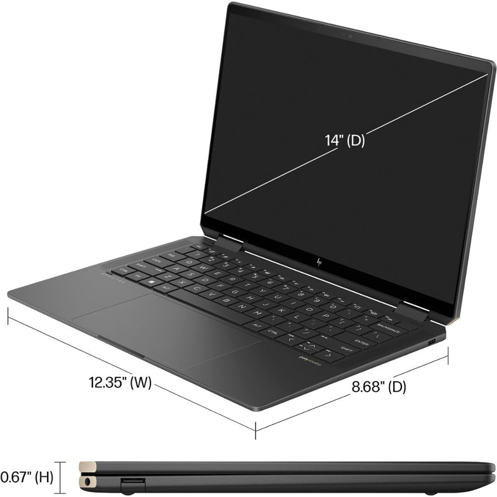 HP Spectre x360 2-in-1 Laptop / 14' 120hertz Touchscreen/Intel Evo Core Ultra 7 155H 16 Cores / 16GB LPDDR5 2TB NVMe SSD M.2 / Backlit KB FP Thunderbolt 4 Wi-Fi 6E 9MP IR Camera / Win11 Pro