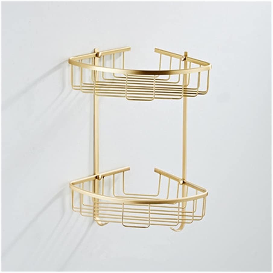 Gold Bathroom Accessories Set Towel Rail Shelf Hanger Paper Holder Toilet Brush Holder Bath Hardware Set Double Towel Rack for Bathroom and Kitchen,Two Tier