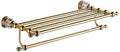 Multifunctional Towel Rack,Bathroom Shelf with Double Bar,Duty Wall Mounted Multifunctional Hotel Style Rustproof Towel Holders Rack(Color:Gold)