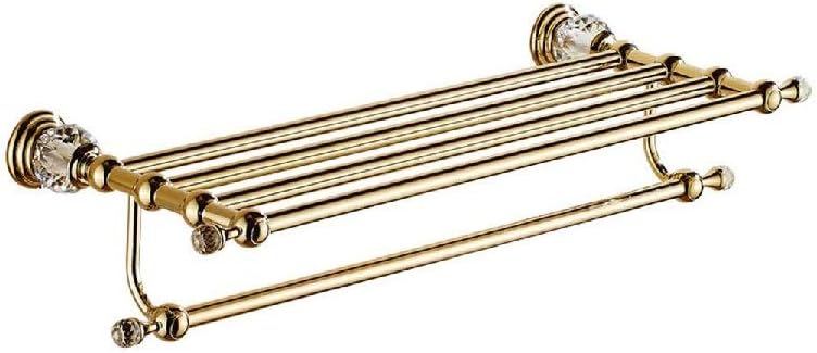 Multifunctional Towel Rack,Bathroom Shelf with Double Bar,Duty Wall Mounted Multifunctional Hotel Style Rustproof Towel Holders Rack(Color:Gold)