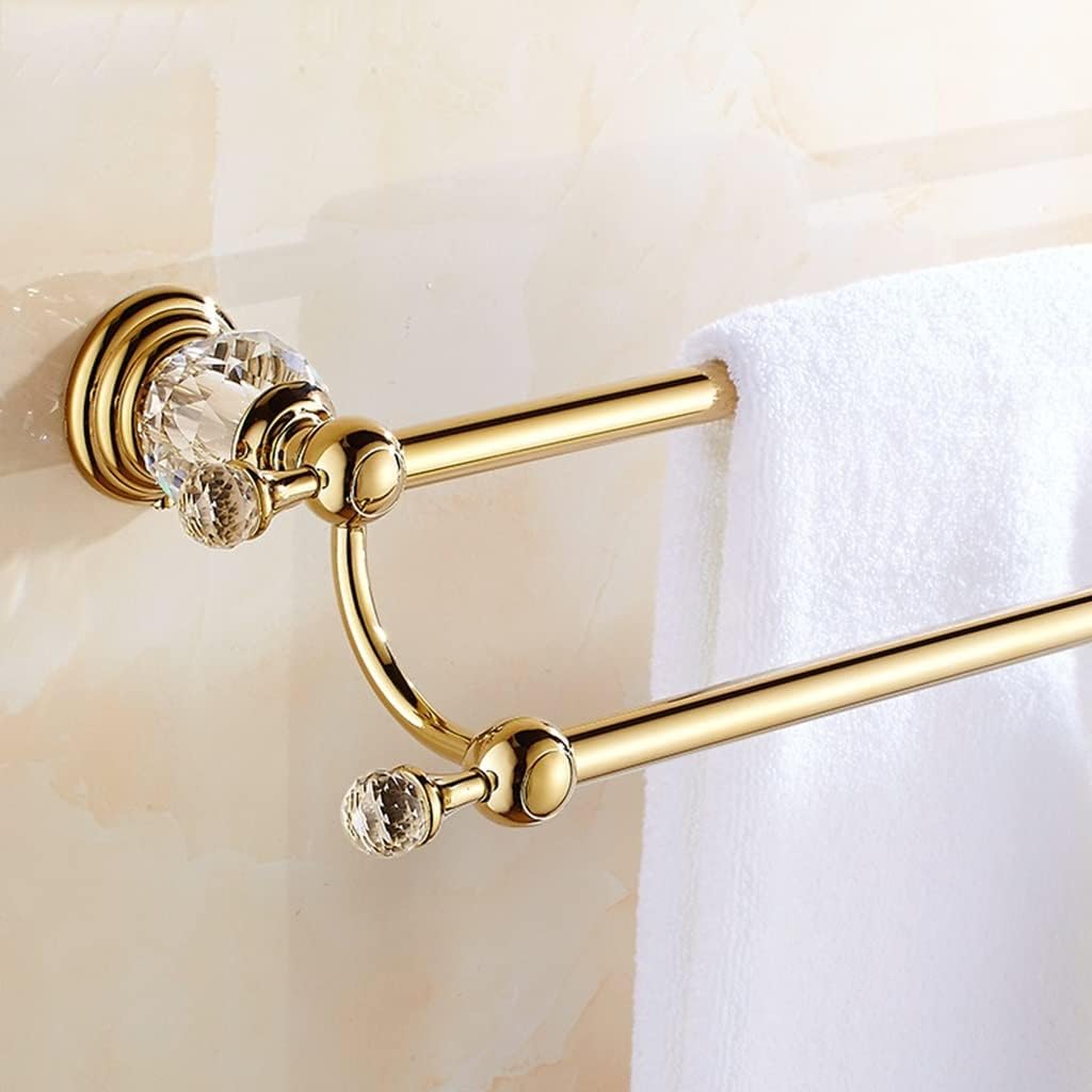 Hand Towel Bar Rack, Bathroom Towel Holder, European-Style Crystal All-Copper Rod Double-Rod Hotel/Home Bathroom Storage Towel Rack, Antique Gold-Plated Bath Towel Bar, Bathroom Towel Rail T/G bathroo