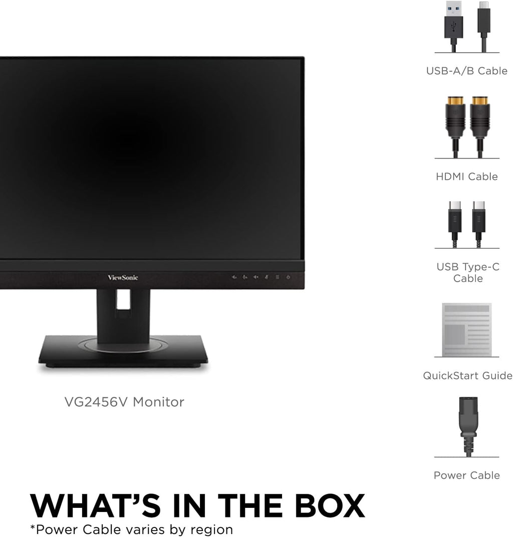 ViewSonic VG2456V 24 Inch 1080p Video Conference Monitor with Webcam, 2 Way Powered 90W USB C, Docking Built-in, Gigabit Ethernet RJ45, 40 Degree Tilt Ergonomics