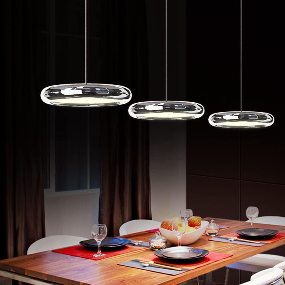 Postmodern Metal Pendant Light LED Dimmable Ceiling Hanging Lamp 1, Home Adjustable Suspended Fixture - Kitchen Dining Table Chandelier Silver Gold,Chandelier