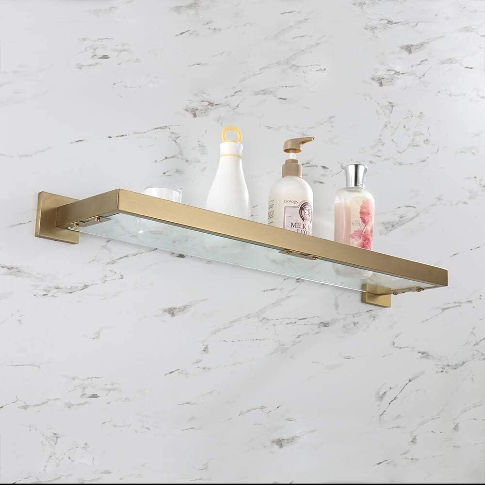 Generic Towel Rack Multi-Function Towel Rack Home Towel Shelf with Wall Mounted Gold Polished Towel Bathroom Accessory Storage/Glass Shelf It's so Kind of You
