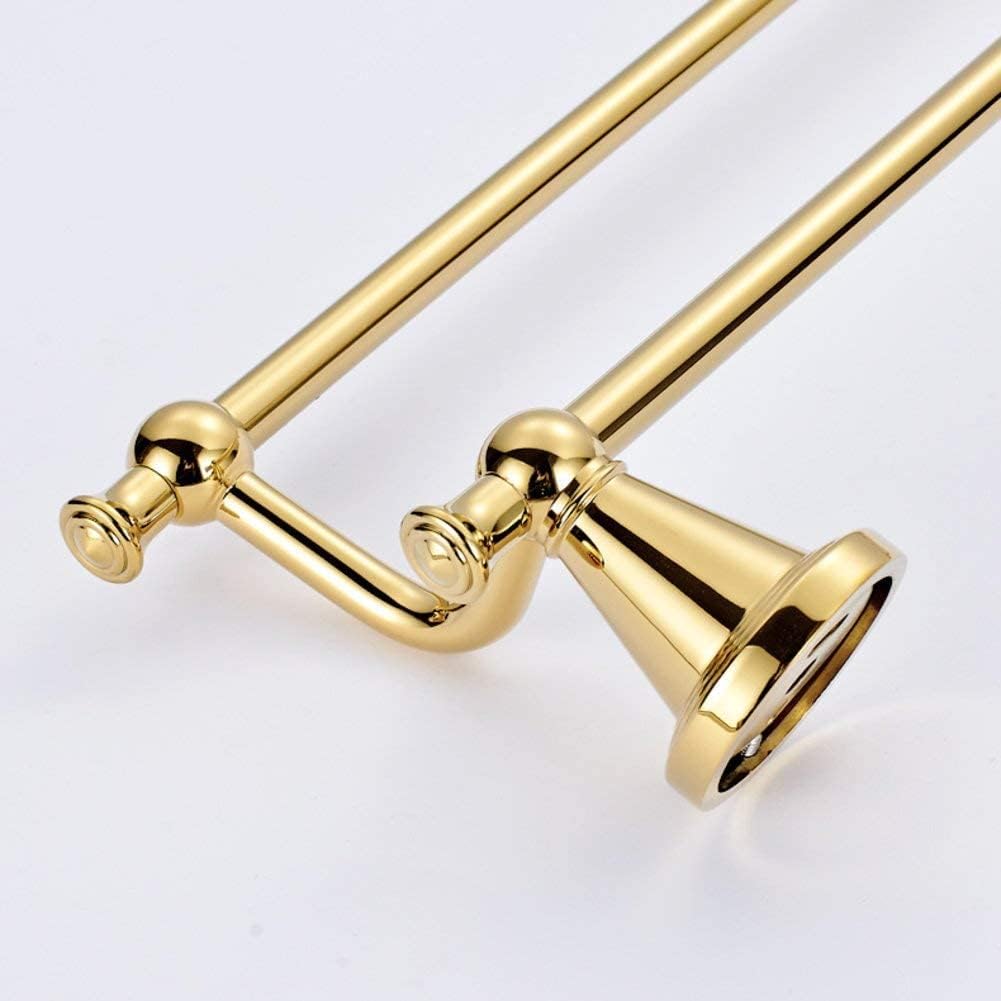 Towel Racks European Copper Towel Rack Double Towel Bar Wall-Mounted Towel Holder Towel Rail for Bathroom Kitchen Office Organizer (Color : Gold, Size : 40cm)