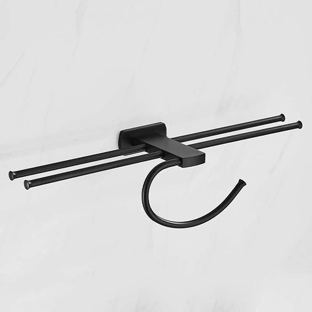 Towel Shelf for Bathroom Wall Mounted Towel Rack Self Adhesive Towel Rail No Drill Towel Holder Double Bar Brass for Kitchen Toilet,Black B,50cm