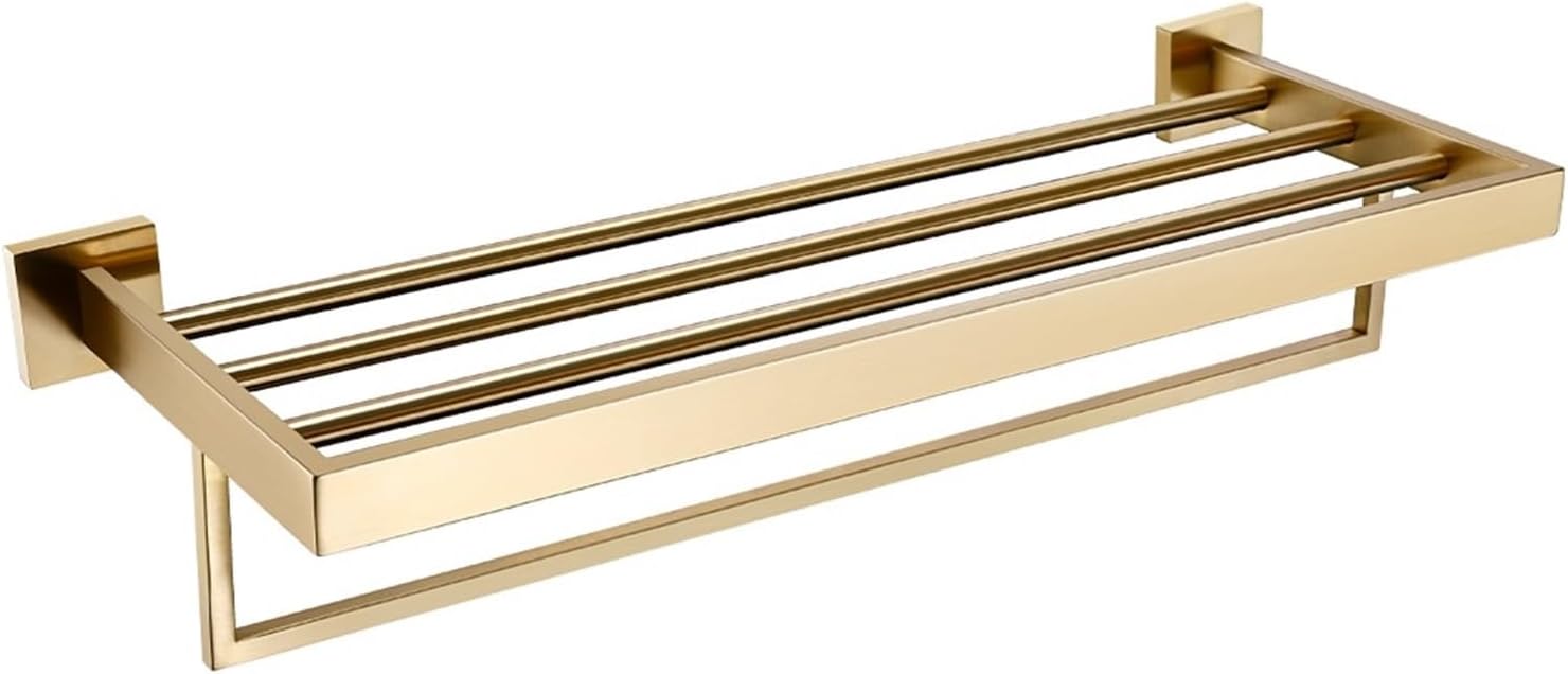 RAHBI Brushed Gold Bathroom Accessories Set Toilet Brush Holder Toilet Paper Holder Towel Bar Rail Rack Hanger Hook Soap Dish Hardware Leisurely (Color : Bath Towel Rack 560)