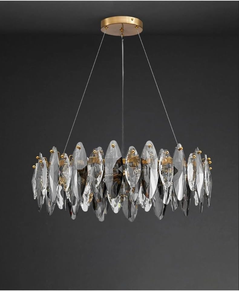 LED Postmodern Crystal Leaves Silver Gold Chandelier Hanging Lamp Lighting Lustre Chandelier Lighting for Dinning Room,Dining Light Fixtures