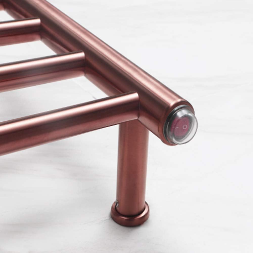 Rose Gold Wall Mounted Electric Towel Radiator with 10 Bars for Bathroom Energy Efficient Towel Warmer and Drying Rack,Aa-Rose Gold