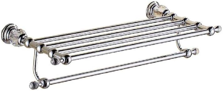 Multifunctional Towel Rack,Bathroom Shelf with Double Bar,Duty Wall Mounted Multifunctional Hotel Style Rustproof Towel Holders Rack(Color:Silver)