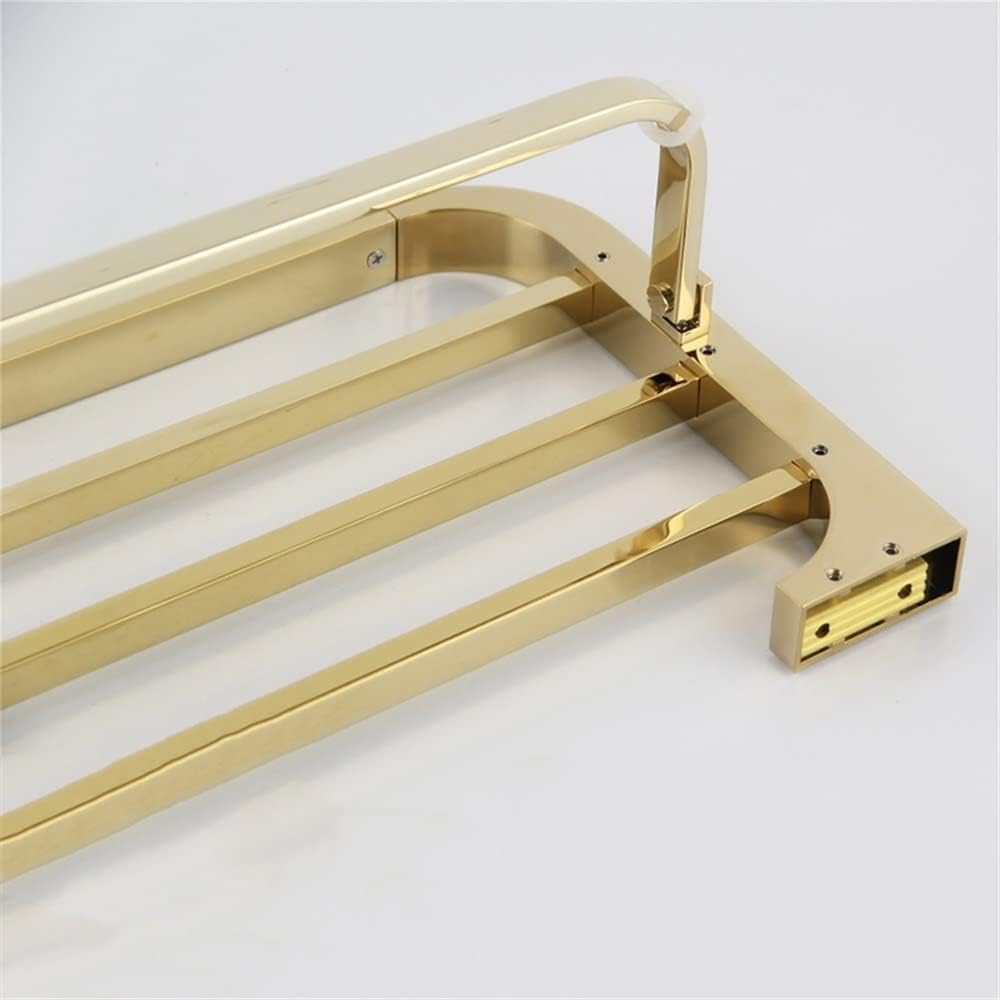 Crystal Gold Chrome Bathroom Hardware, Towel Holder, Double Layer Rail Rack Bar Toilet Bath Shelf Kitchen Accessories Bathroom (Color : Gold)