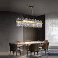 Diammble Oval LED Gold Silver Crystal Hanging Lamps Lustre Chandelier Lighting Suspension Luminaire Lampen for Foyer,Dining Light Fixtures