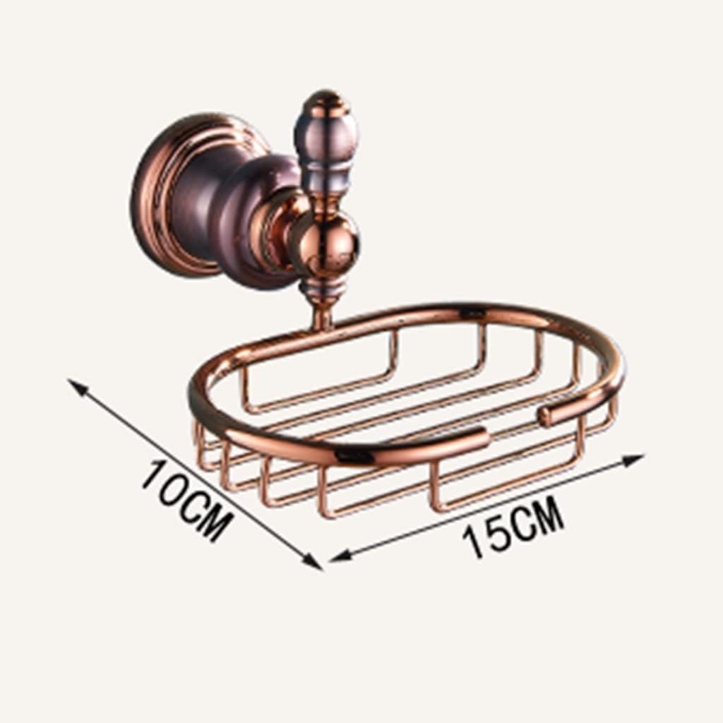 Bathroom Hardware Set Brown Bronze Rose Gold Towel Rack Set Towel Bar Toilet Paper Holder Towel Ring Wall Mounted Bathroom Accessories Kit Wall Mounted,Single Glass(Soap Net)