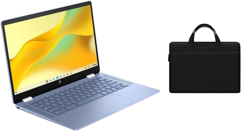HP Chromebook x360 14 inch FHD IPS Touch 2-in-1 Laptop | Intel Processor N100 | Intel UHD Graphics | Bluetooth |Sky Blue| 4GB RAM | 64GB SSD | Chrome OS | Bundle with Black Bag