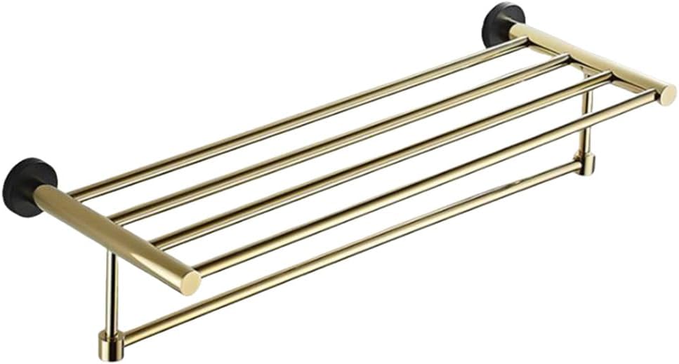 Bathroom Hardware Fixture Set, Towel Bar, Bathroom Towel Rack, Toilet Brush, Toilet Paper Holder, Robe Hooks, Towel Ring (Gold),Towel Rack