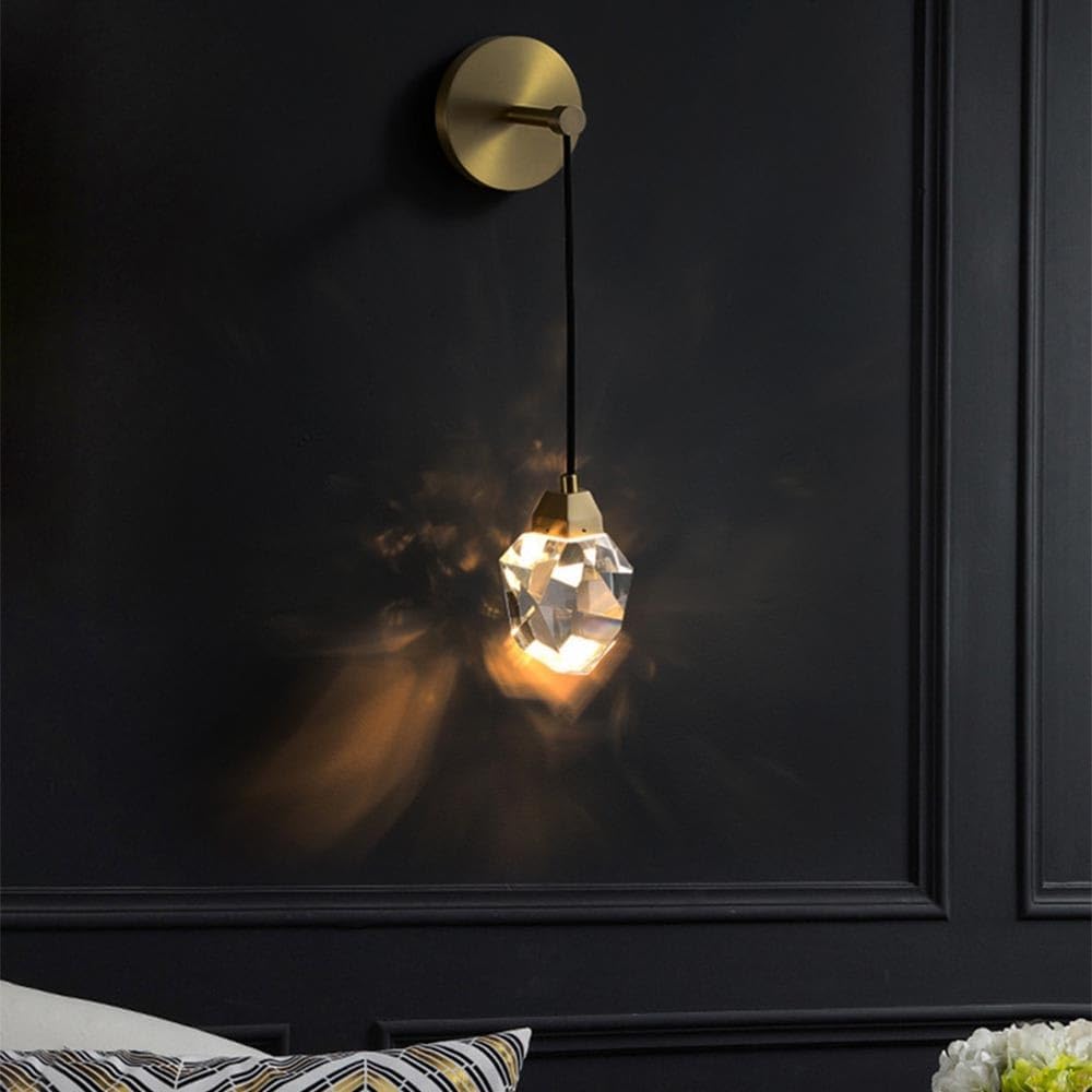 Wall Light Adjustable Hanging Wire Wall Sconce Modern Gold All Copper Base Wall Lamp Bedroom Bedside Lighting Fixtures Bathroom Vanity Pendant Lights for Restaurant Hallway House