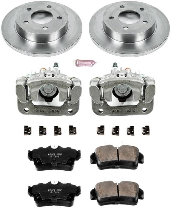 PowerStop Rear Brake & Caliper Kit for Ford Mustang 1994-04 - Ceramic Brake Pads + Calipers + Disc Rotors Replacement, KCOE1303