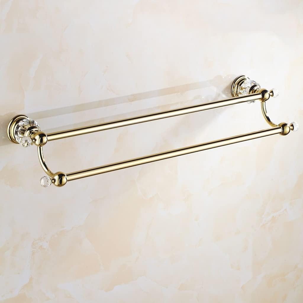 Hand Towel Bar Rack, Bathroom Towel Holder, European-Style Crystal All-Copper Rod Double-Rod Hotel/Home Bathroom Storage Towel Rack, Antique Gold-Plated Bath Towel Bar, Bathroom Towel Rail T/G bathroo