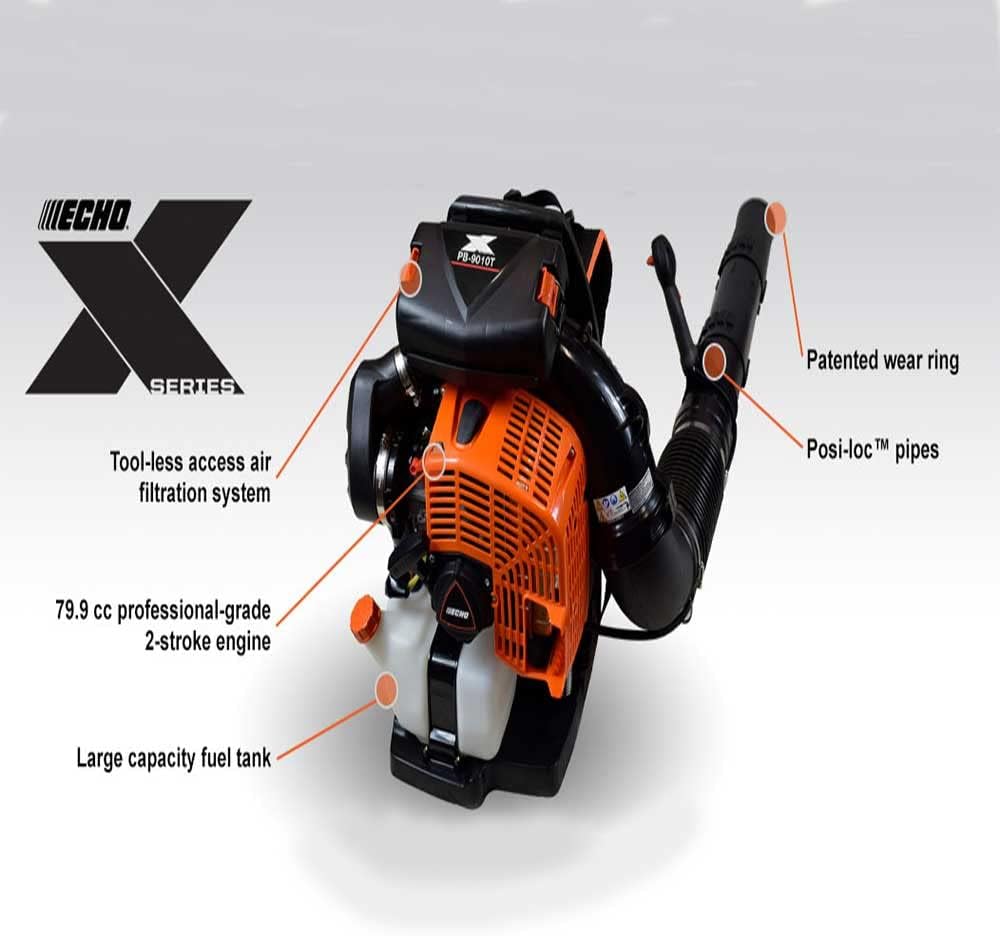 Echo 220 MPH 1110 CFM 79.9 cc Gas 2-Stroke X Series Backpack Blower with Tube-Mounted Throttle PB-9010T