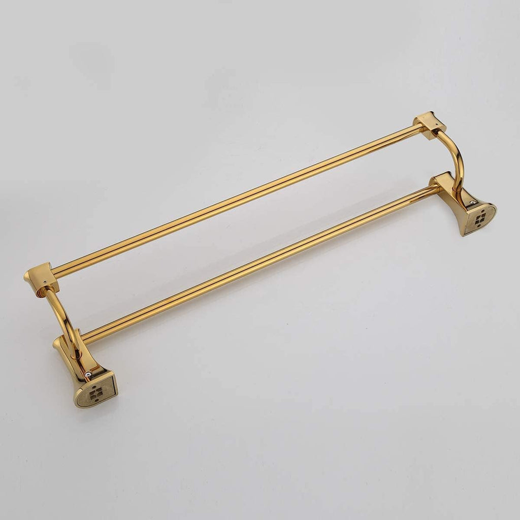 Towel Racks Towel Rail Bathroom Accessories Oval Double-bar Towel Rail Bathroom Hardware Accessories Towel Rack Copper Organizer (Color : Gold)