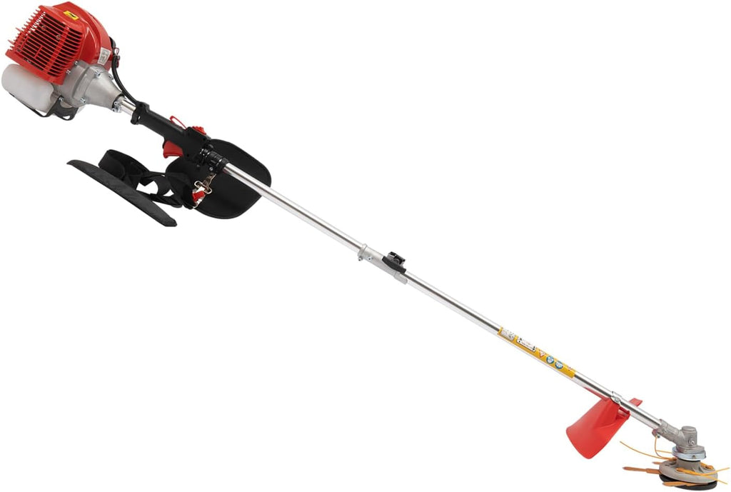 Gas Weed Wacker, 1250W 43CC 2-Stroke Weed Eater 8500RPM High Speed Lawn Edger with Two Blade Heads, Cordless Portable Single-Cylinder Grass Trimmer Tools for Home Garden Lawn Mowing