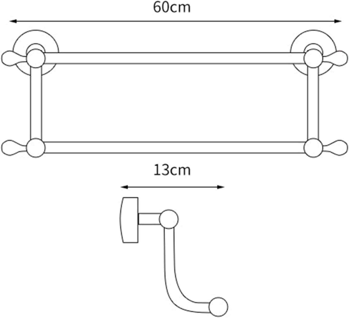 Bathroom Towel Rails Wall Mount Holder Double Bar Rack Space Aluminum Self Adhesive No Drilling White,Gold