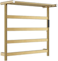 Heated Towel Rack, Double Layer Towel Warmer Heated Towel Rail Heating Drying Rack4-Bar Wall Mounted Towel Warmer Energy Efficient Electric Plug in Heated Towel Rack for Bathroom (Gold)