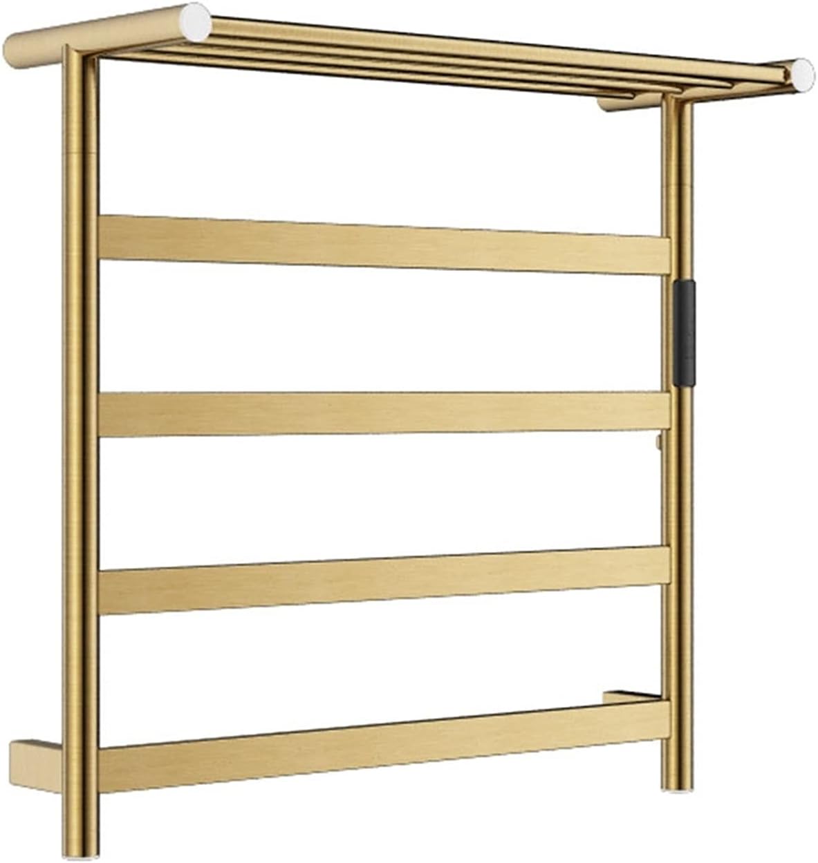 Heated Towel Rack, Double Layer Towel Warmer Heated Towel Rail Heating Drying Rack4-Bar Wall Mounted Towel Warmer Energy Efficient Electric Plug in Heated Towel Rack for Bathroom (Gold)