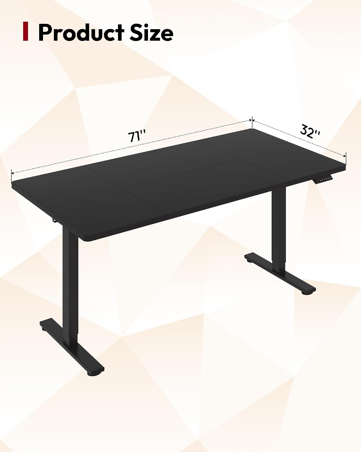 SANODESK Electric Standing Desk 71 x 32 Inches, Height Adjustable Sit Stand with Large Splice Board Desktop for Home Office, Computer Workstations，Memory Ergonomic Computer Desk, Black Frame/Black Top