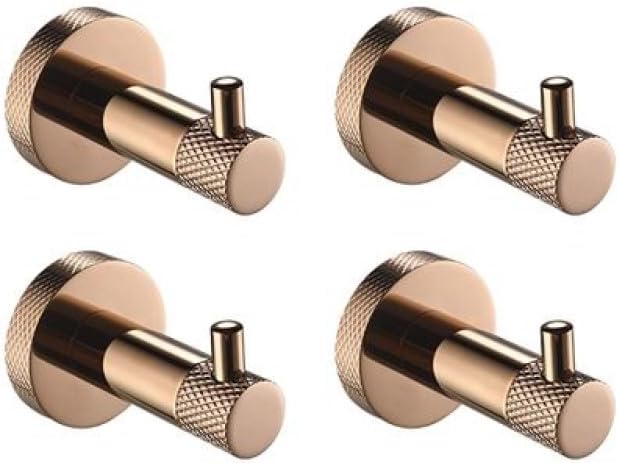 Rose Gold Wall Mount Shelf Toilet Bath Hardware Paper Holder Towel Bar Rack Rail Rod Robe Hook Hanger Bathroom Accessories Set,Single Towel Bar(4 Pcs Robe Hook)