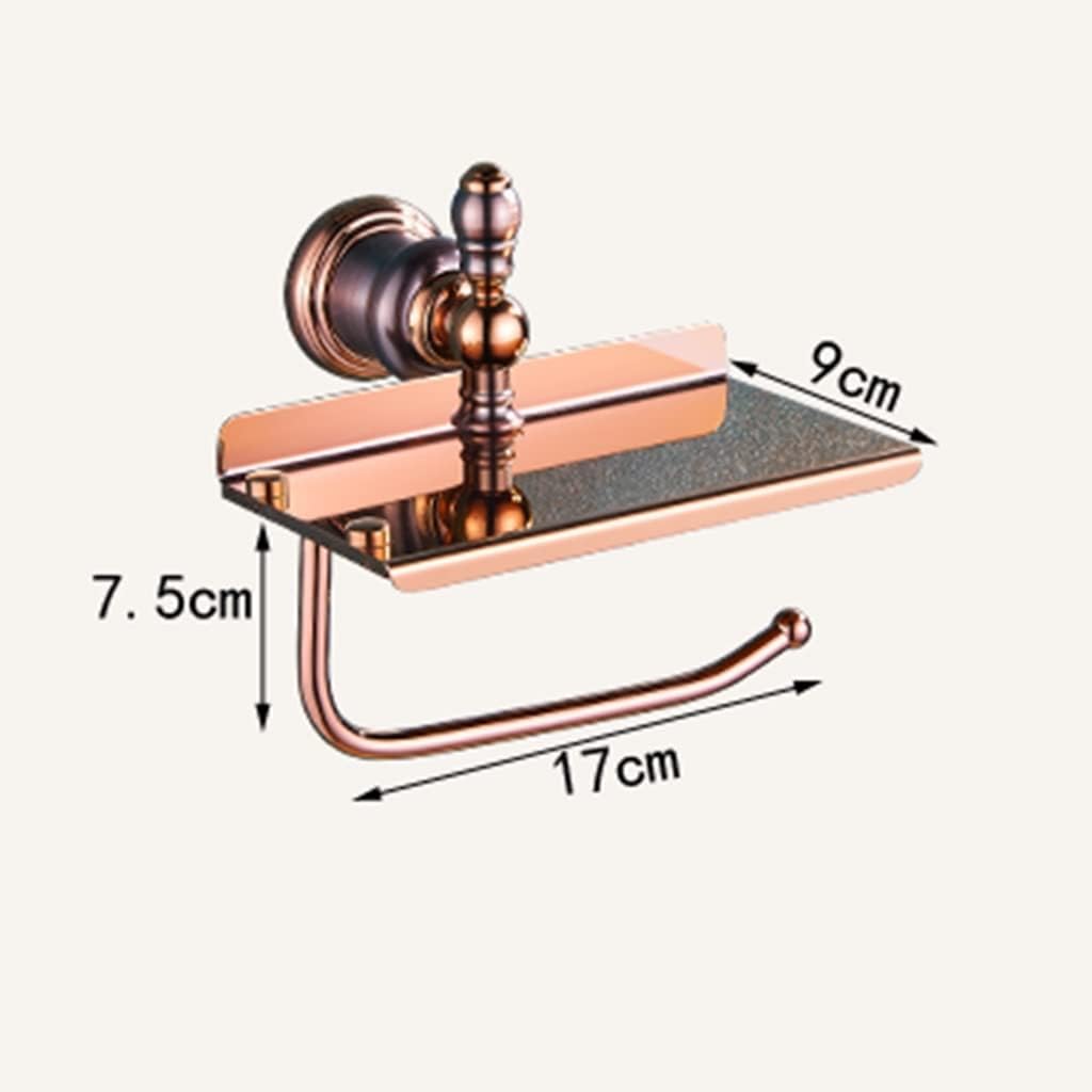 Bathroom Hardware Set Brown Bronze Rose Gold Towel Rack Set Towel Bar Toilet Paper Holder Towel Ring Wall Mounted Bathroom Accessories Kit Wall Mounted,Single Glass(Mobile Tissue Holder)