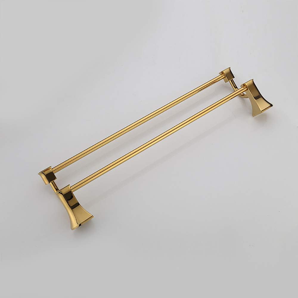 Bathroom Towel Rack Gold Double Towel Bar Brass Towel Rails Heavy Duty Towel Holder Wall Mounted Towel Storage Rack for Bathroom, Kitchen, Hotel, Screw Installation