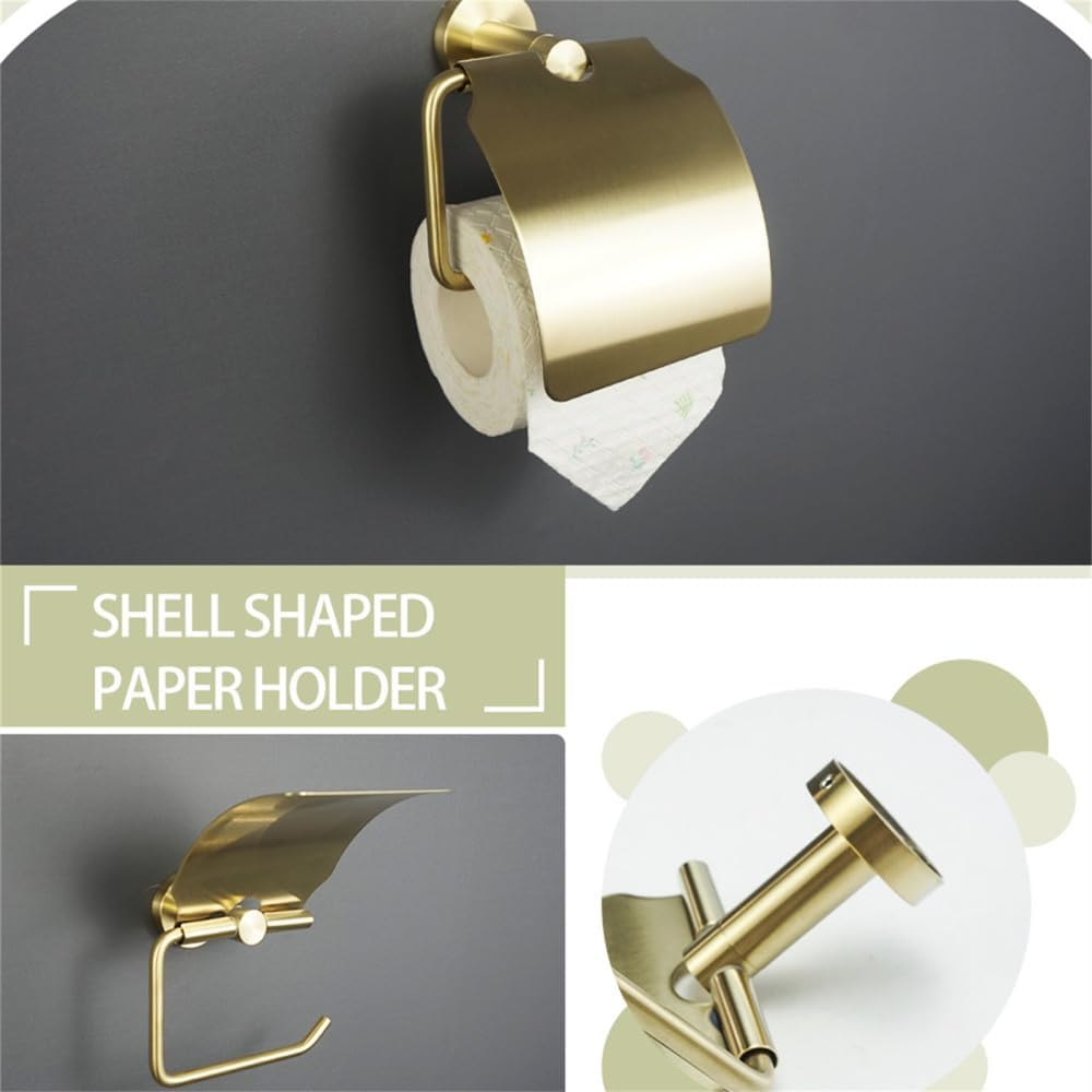 Towel Rack Brushed Gold Wall Mount Shelf Toilet Bathroom Hardware Paper Holder Towel Rack Rod Hanger Bathroom Accessories Single Towel Rack B