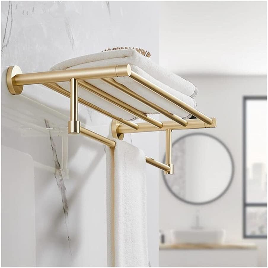 Gold Bathroom Accessories Set Towel Rail Shelf Hanger Paper Holder Toilet Brush Holder Bath Hardware Set Double Towel Rack for Bathroom and Kitchen,Towel Rack