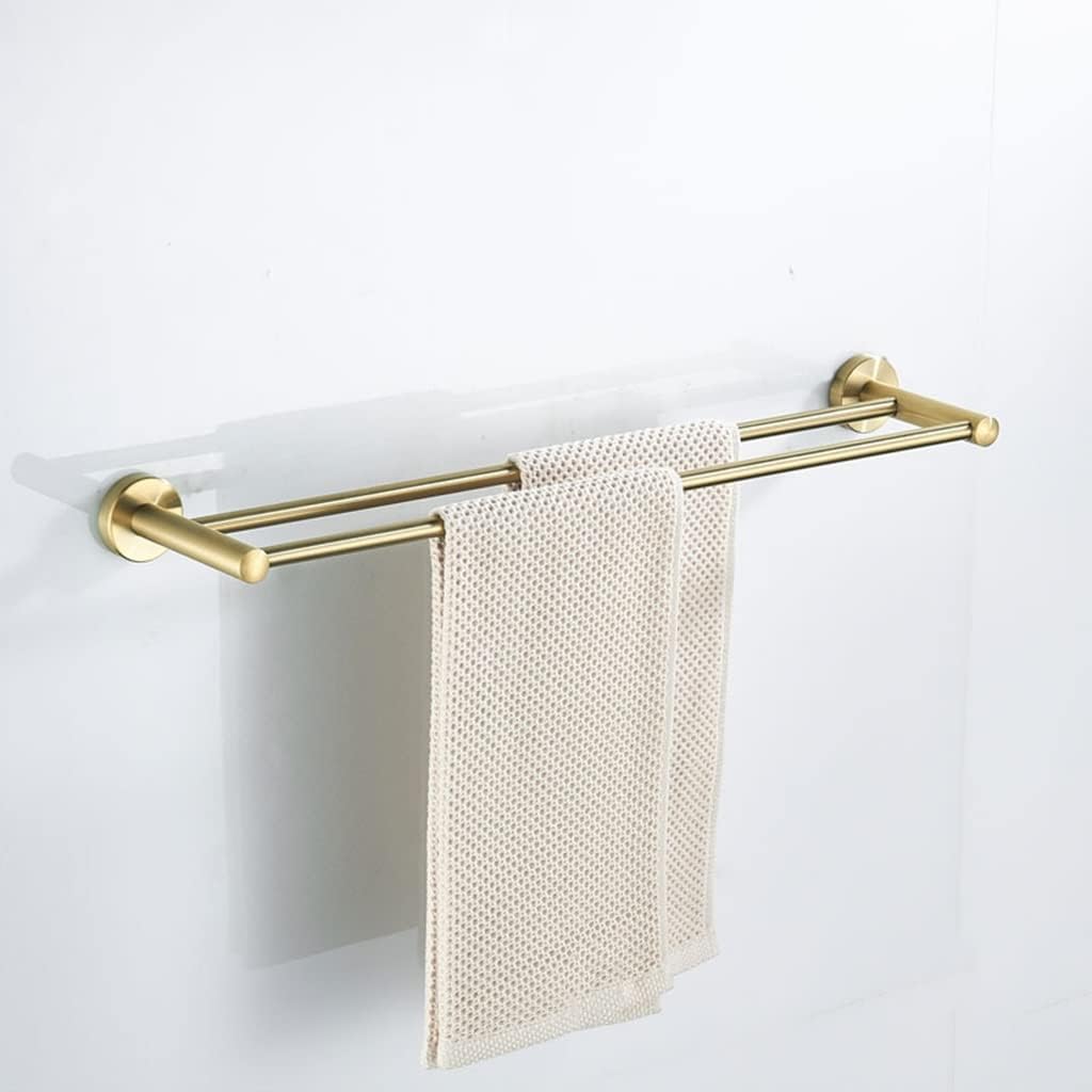 Towel Rails Brushed Gold Towel Bar Wall Mounted 304 Stainless Steel Hand Towel Bar Bathroom Towel Holder Kitchen Dish Cloths Hanger Towel Racks (Color : Double Rod)