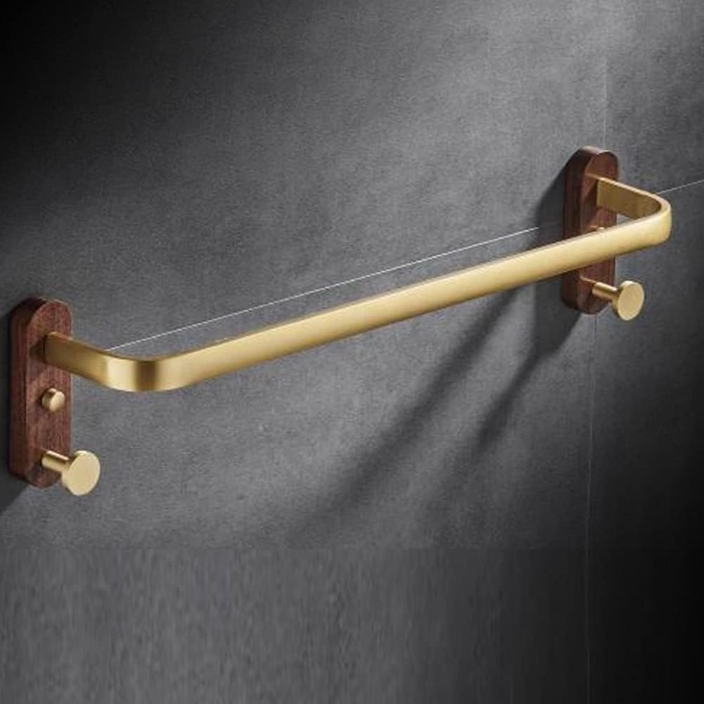 Towel Rail Rack Bathroom Gold Walnut Solid Towel Rack, Bath Towel Holder, Toilet Waterproof Self Adhesive Double Towel Bar Storage Rack for Bathroom Kitchen/1 Bar(Drilled)