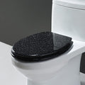 Toilet Seat Resin Glitter Toilet Seat, Sparkle Toilet Seat Cover Round Oval, Easy Installation and Cleaning, Soft Close Toilet Seat(Gold, Silver, Black, Pink),Pink (Color : Black)