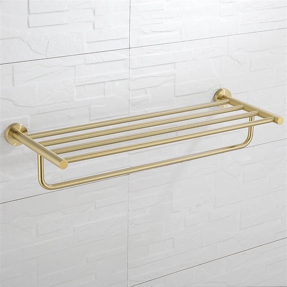 Towel Holder Double Tier Wall Mounted Bathroom Towel Rack Brushed Gold Luxury Modern Vibrant Towel Bar (4pcs)