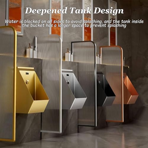 Wall Mounted Stainless Steel Urinal with Sensor, Commercial Anti-Odor Design, Splash-Free Men's Bathroom Toilet Urinal, Durable Silver Finish for High Traffic Areas