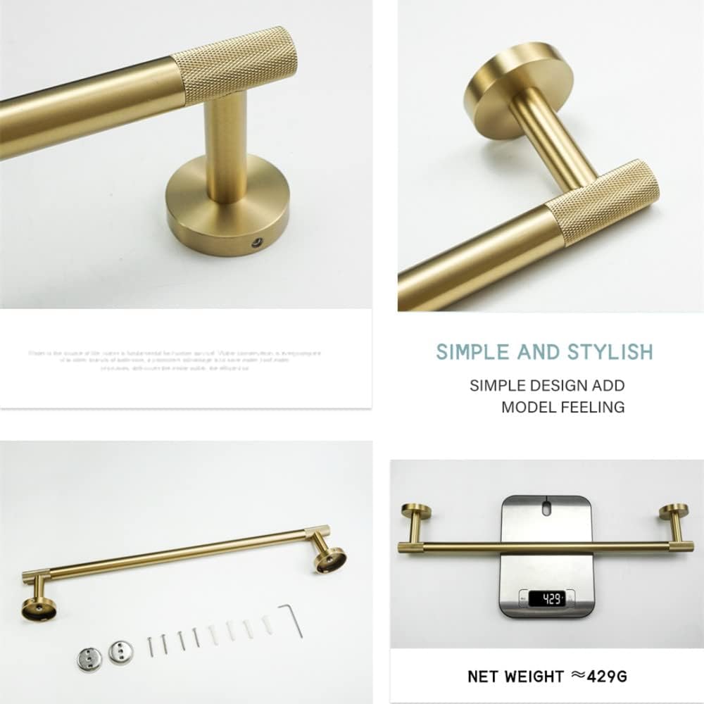 Gold Brushed Bathroom Accessories Hardware Set Towel Bar Rail Paper Holder Robe Hook Soap Dish Towel Hanger Shelf Toilet Brush,Single Towel Bar(Single Towel Bar)