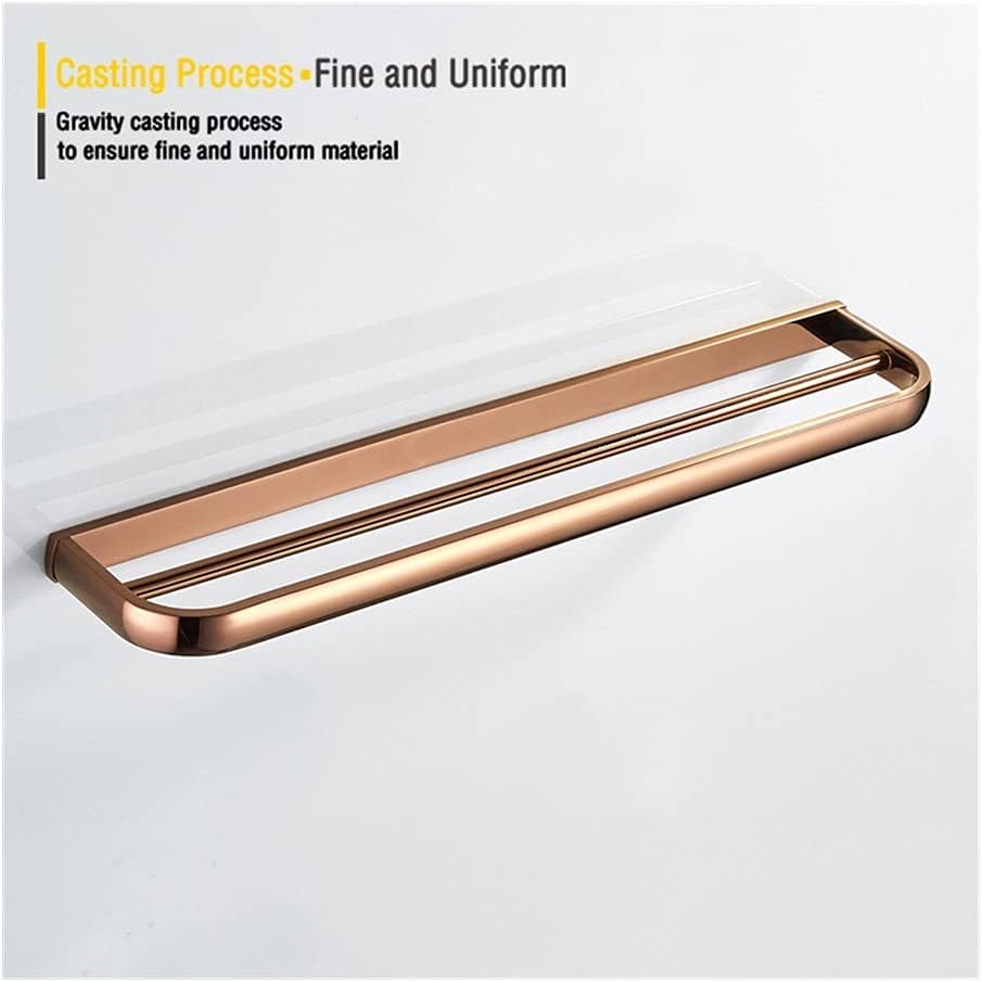 Towel Rack, Towel Rail for Bathroom, Rose Towel Rail, Bronze Brass Wall Mounted Bathroom Double Bath Towel Bar Storage Towel Holder Rack Shelf/Chrome/a (Rose Gold a)