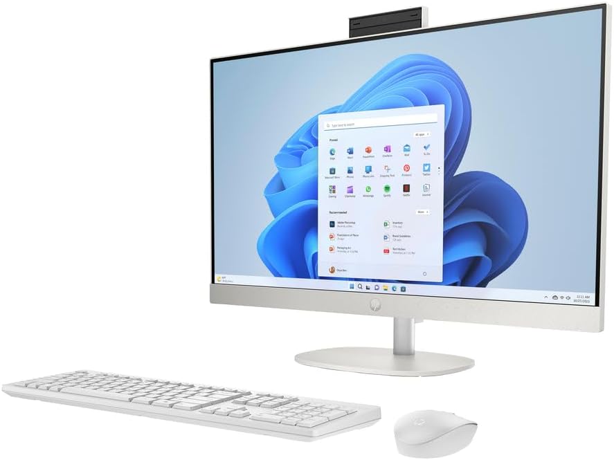 HP 27 inch All-in-One Desktop PC, FHD Touchscreen, AMD Ryzen 5 7520U, 16 GB RAM, 1 TB SSD, AMD Radeon Graphics, Built-in-Speaker, Windows 11 Pro