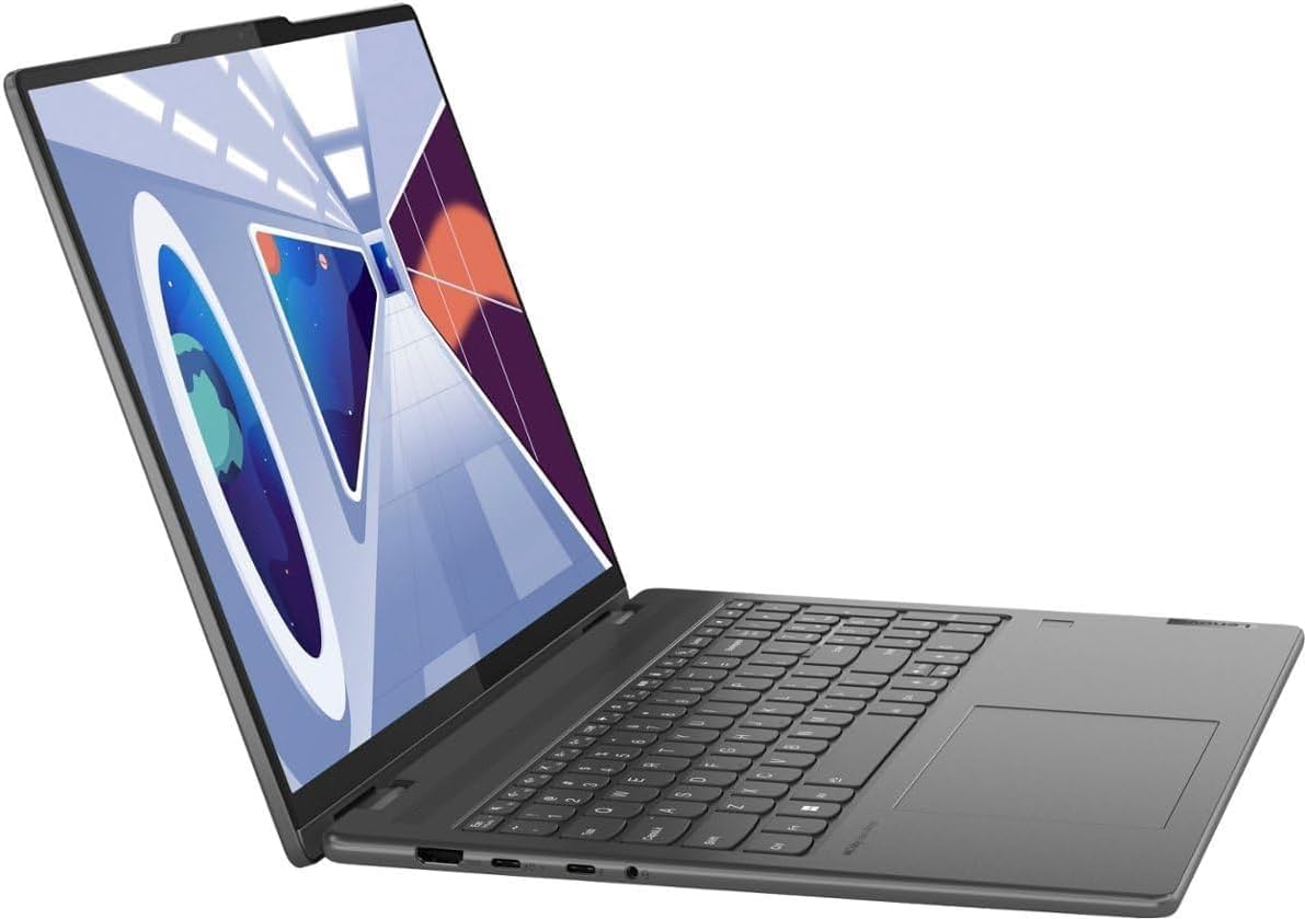 Lenovo Yoga 7i 2-in-1 16' WUXGA Touchscreen Laptop, Intel Core i5-1335U, 8GB RAM, 512GB SSD, Backlit Keyboard, Fingerprint Reader, Windows 11 Home, Storm Grey